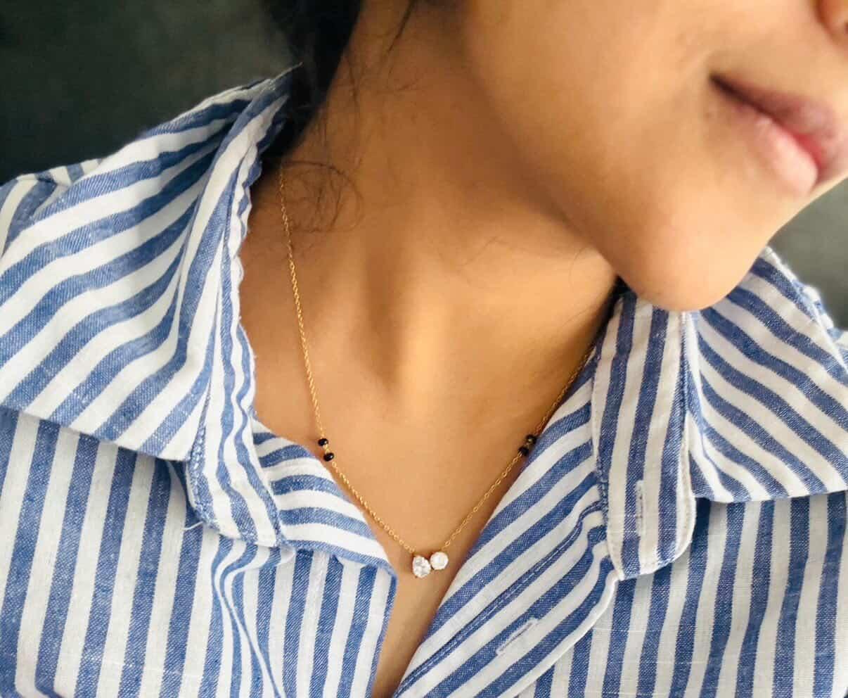 Toi et Moi Black bead necklace