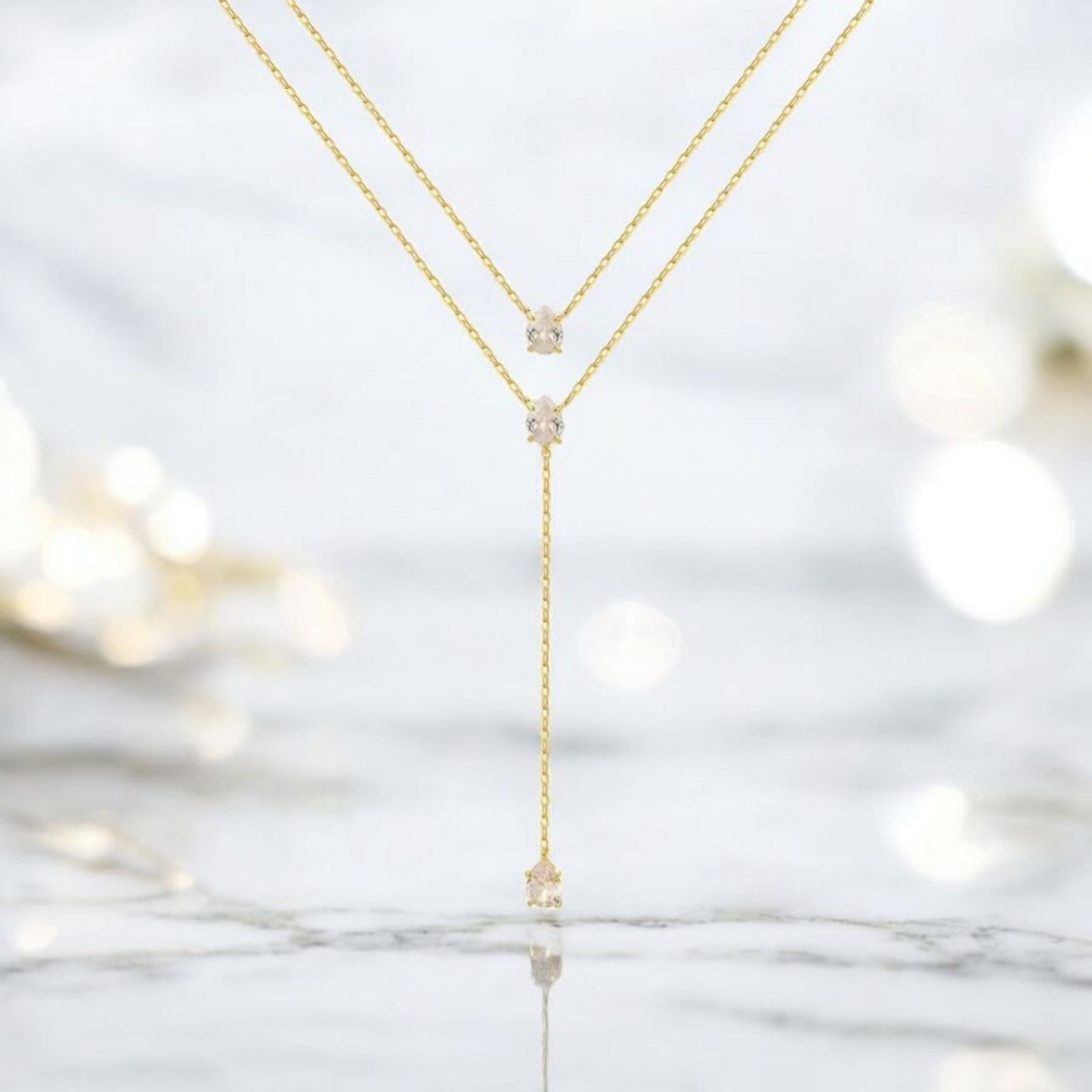 Duo Layered Emerald Stone Necklace