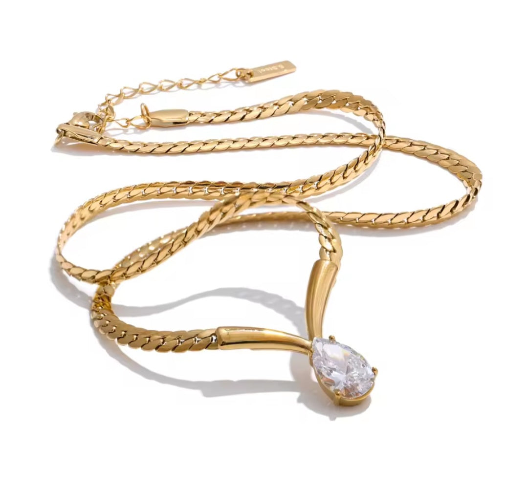 Tear Drop Crystal Necklace