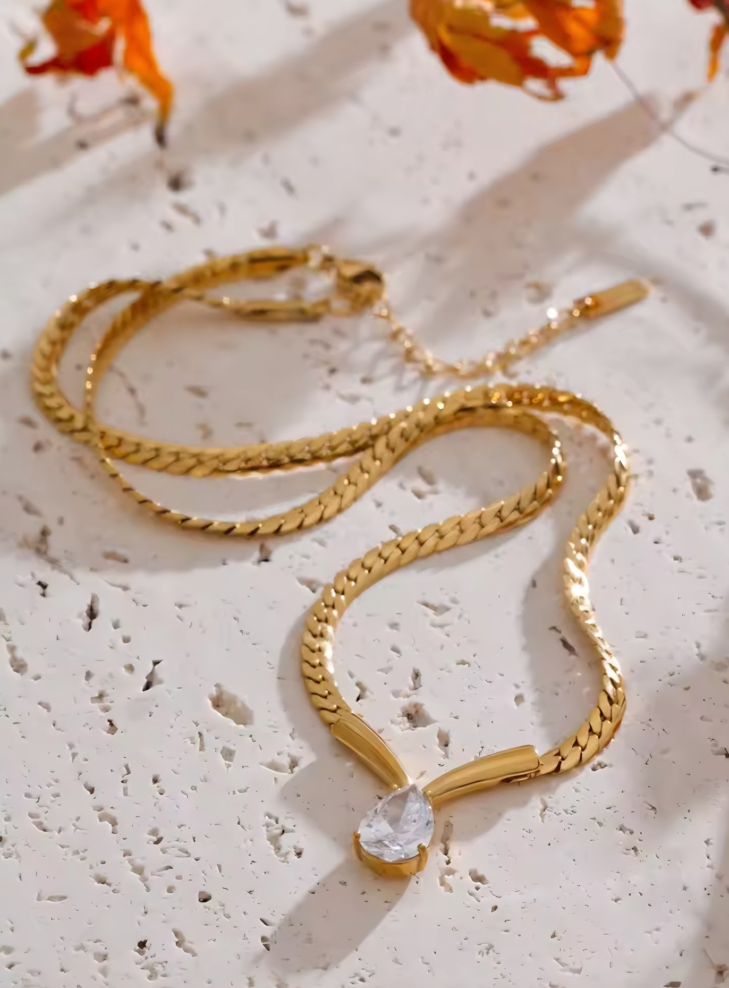 Tear Drop Crystal Necklace