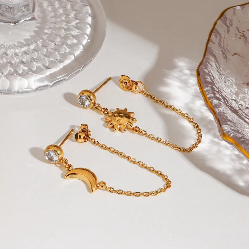 Dainty Sun Moon Earrings