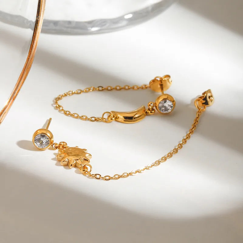 Dainty Sun Moon Earrings