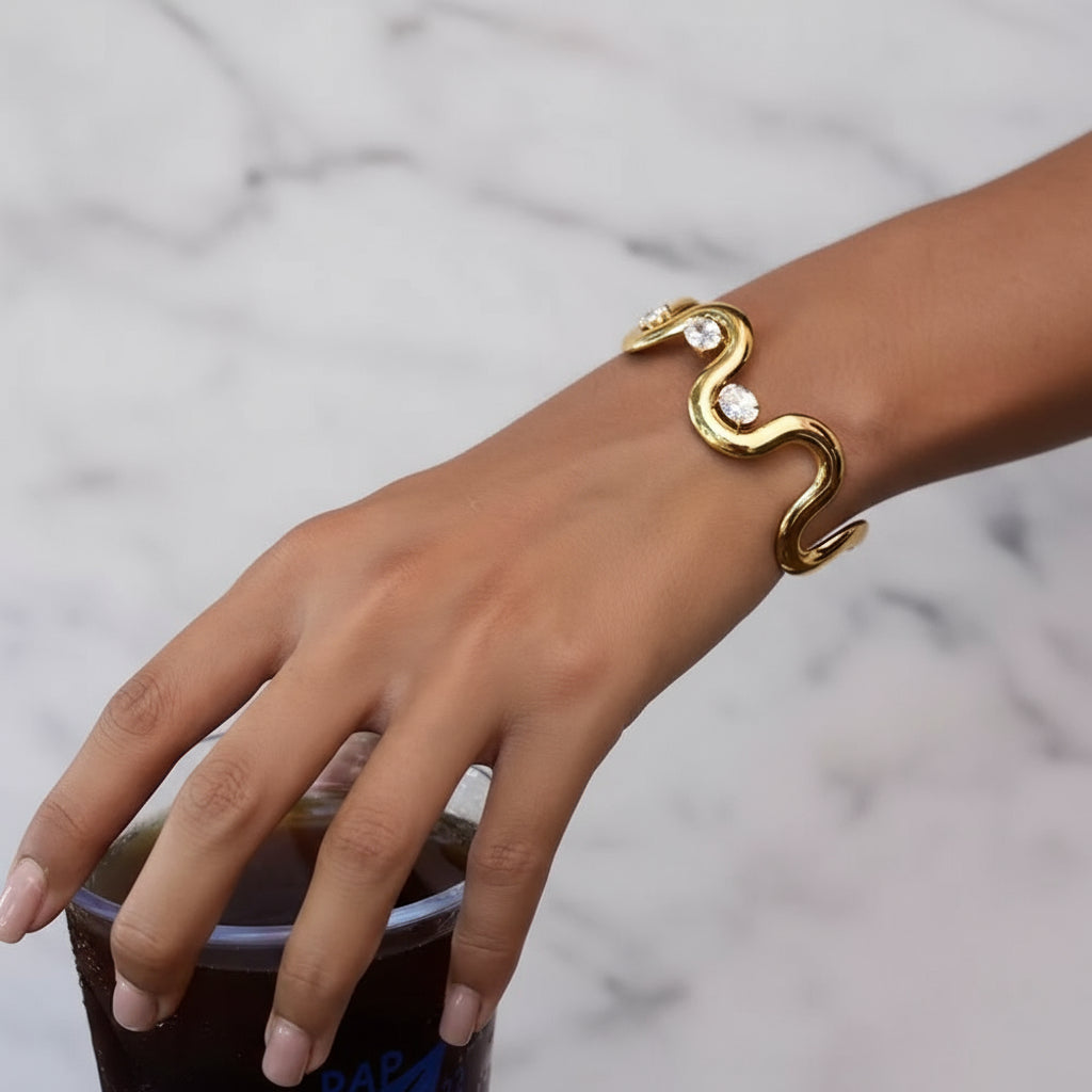 Wave Zircon Open Bracelet
