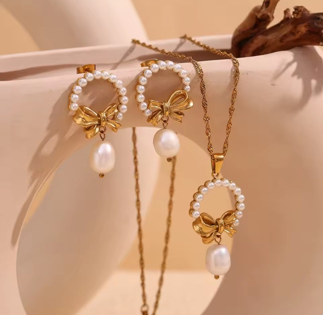 Pearl Bow Earrings