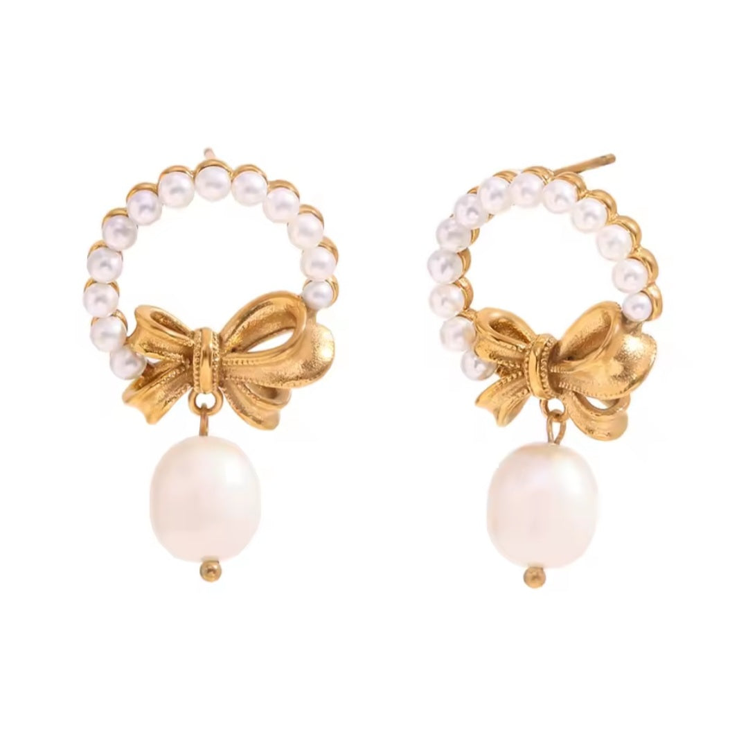 Pearl Bow Earrings