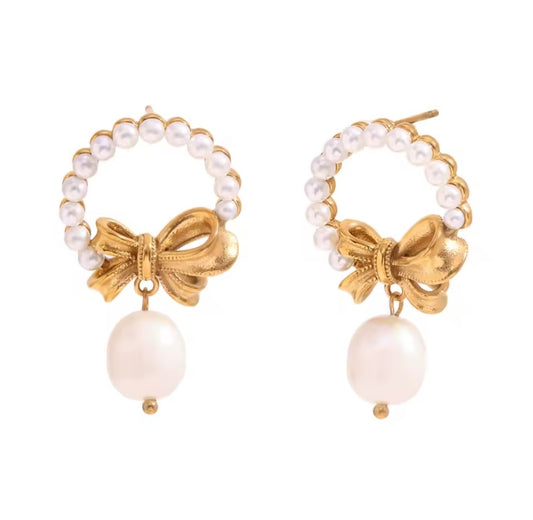 Pearl Bow Earrings