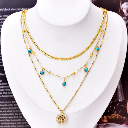 Trio Lucky Tree Layer Necklace