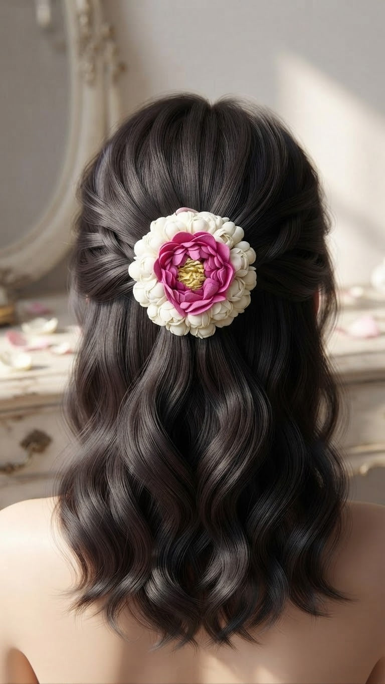 Lotus Semi bloomed jasmine flower - aligator clip