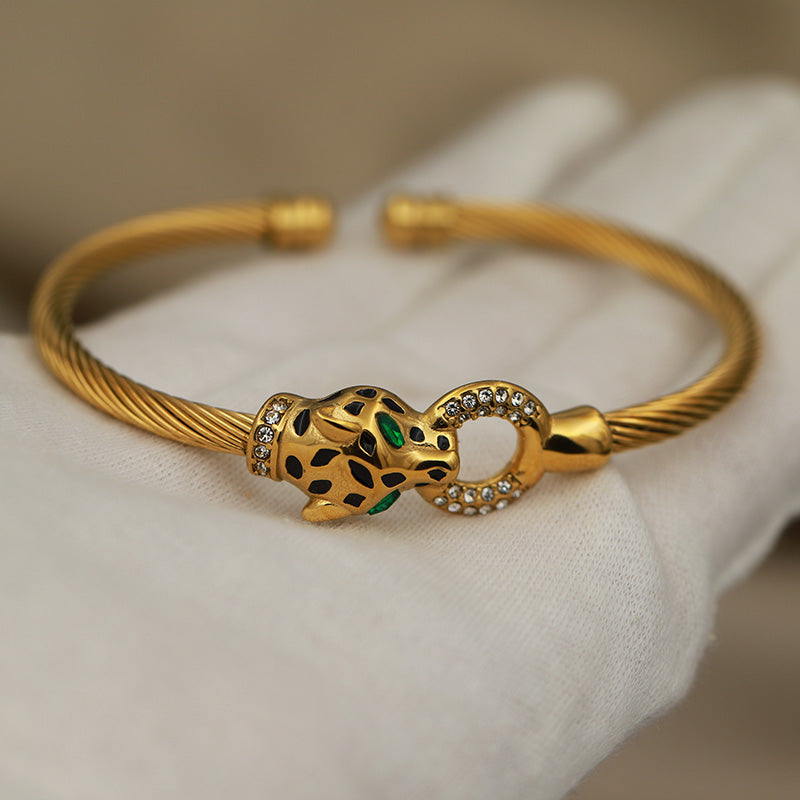 Crystal Panther Hinge Bracelet