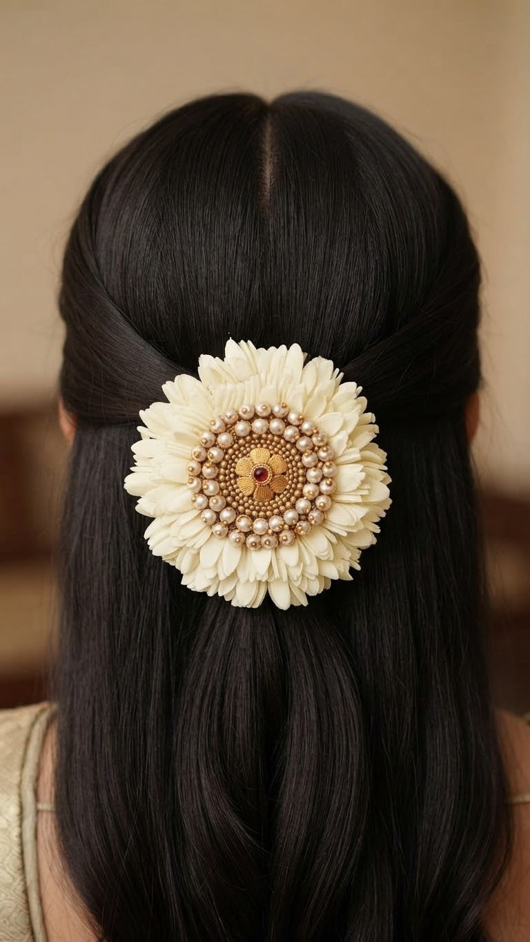 Jasmine flower center clip - alligator