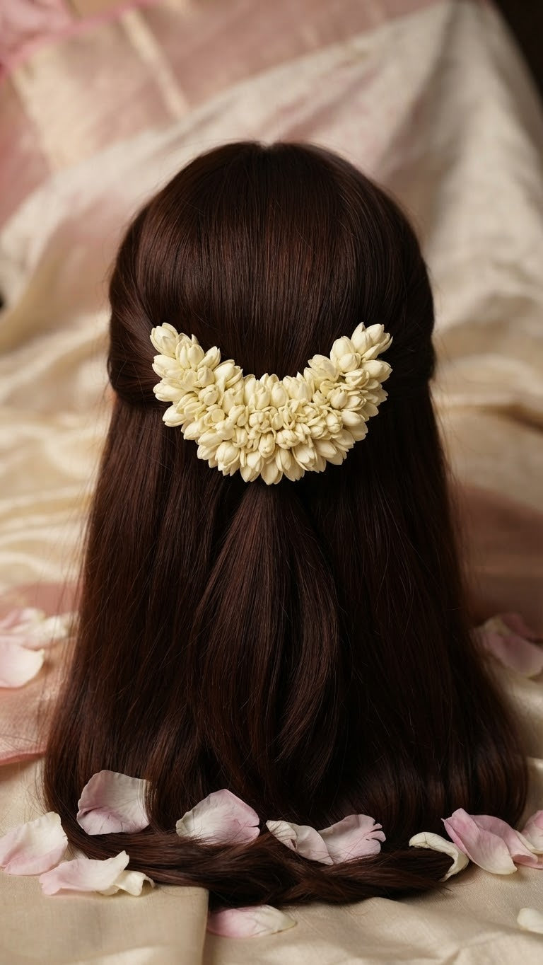Festive Moon look alike jasmine flower - Aligator clip