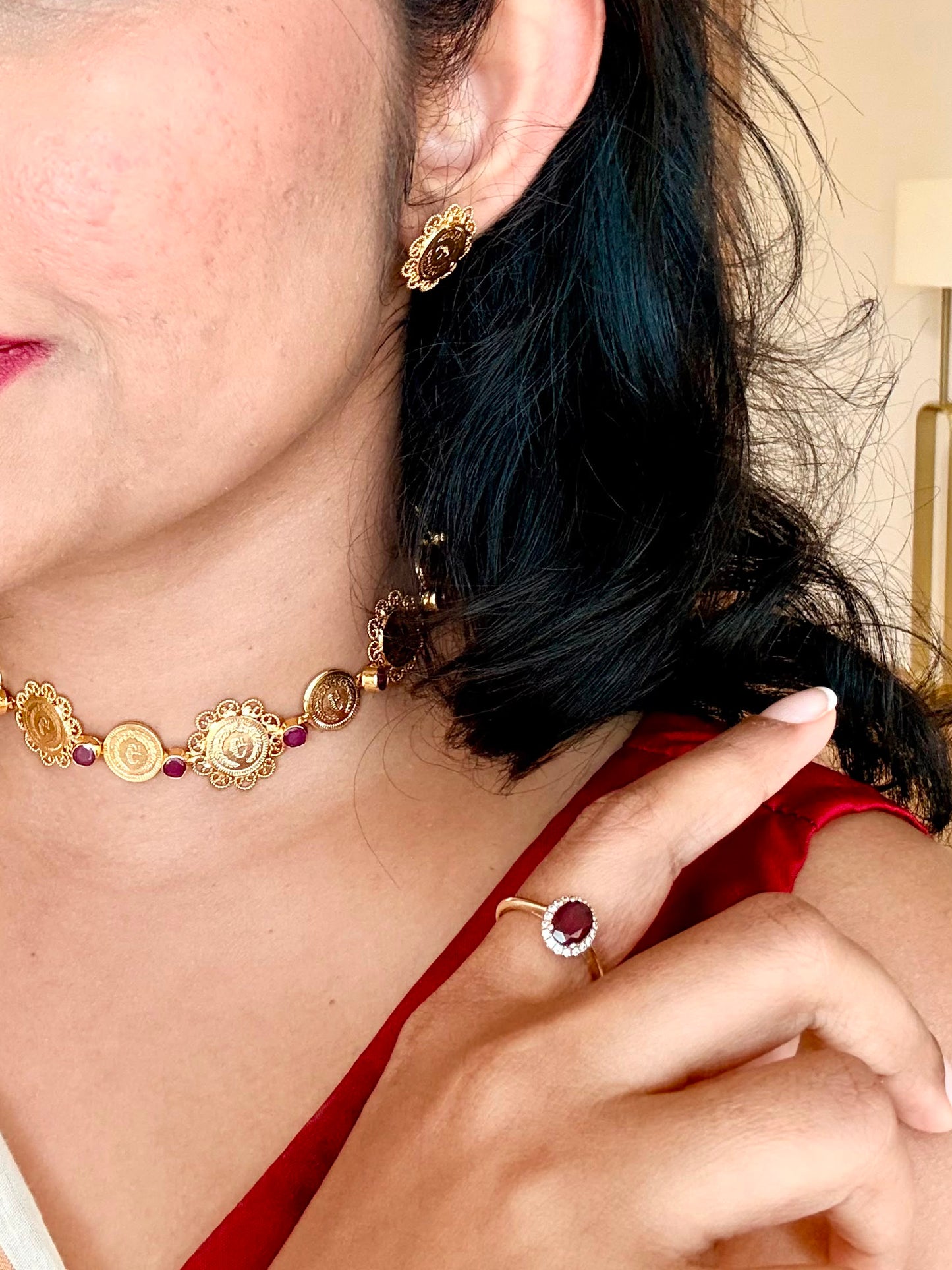 Traditional Gold-Plated Lakshmi Coin Choker Set