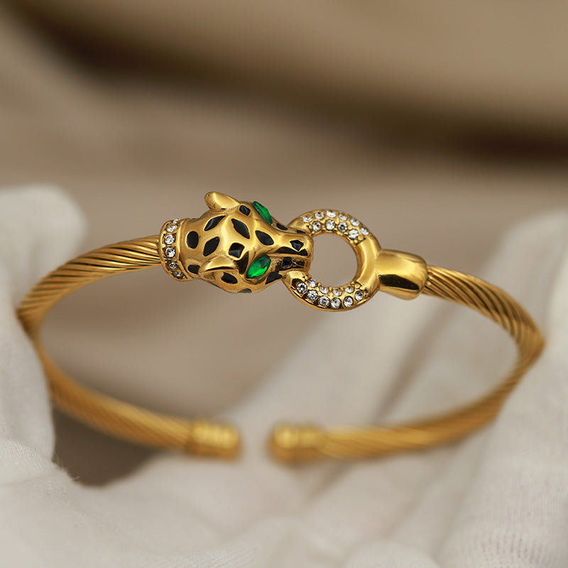 Crystal Panther Hinge Bracelet